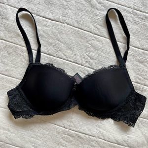 Victoria’s Secret Satin Lightly Padded Underwire Black Bra